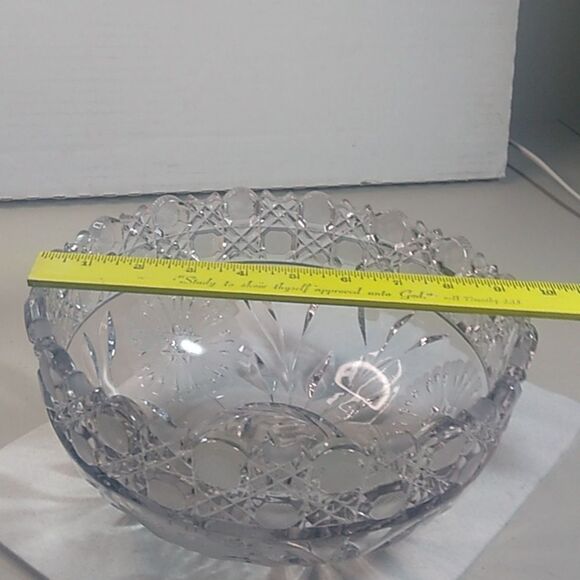 Vintage American Brilliant Cut Crystal Elegant Clear Glass Bowl Heavy - Picture 9 of 9